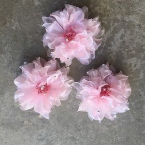 NEW Handmade Pink Fabric Flowers w/Alligator Clip